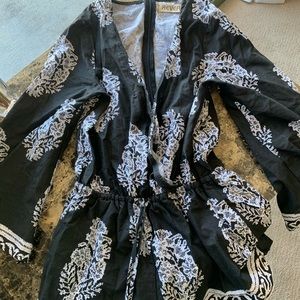 REVERSE Black & White Pattern Kimono Style Romper